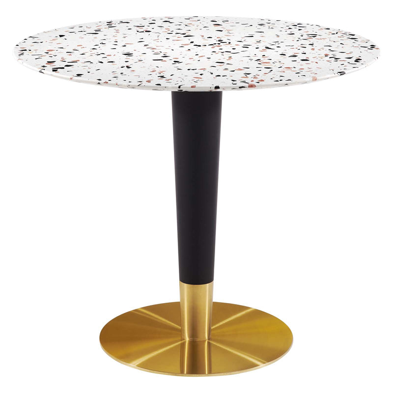 Zinque 36" Round Terrazzo Dining Table in Gold White by Modway