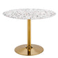 Verne 40" Round Terrazzo Dining Table in Gold White by Modway