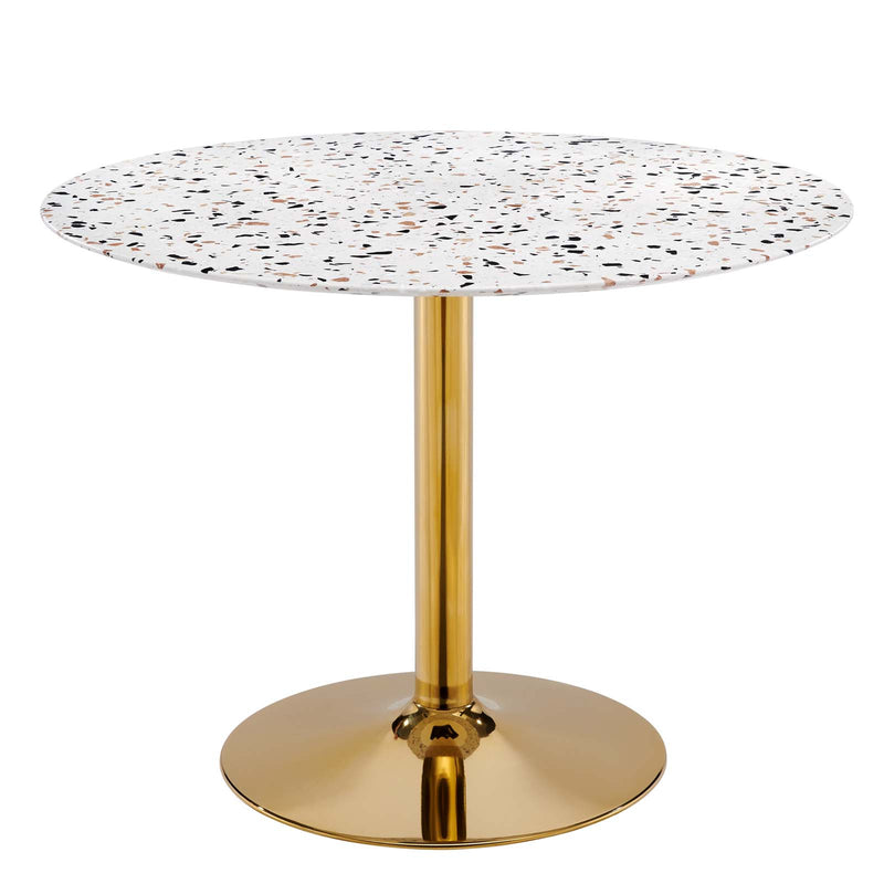 Verne 40" Round Terrazzo Dining Table in Gold White by Modway