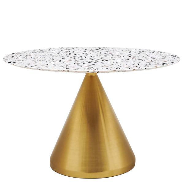 Tupelo 47" Round Terrazzo Dining Table in Gold White by Modway