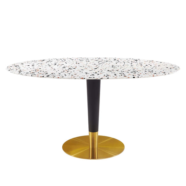 Zinque 60" Oval Terrazzo Dining Table in Gold White by Modway