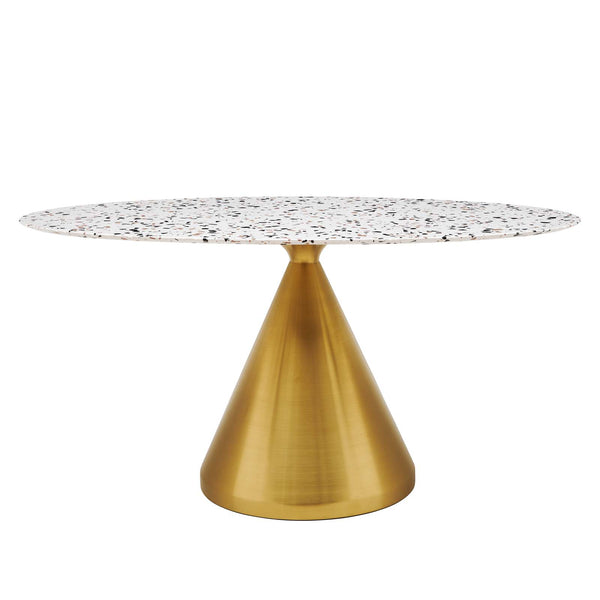 Tupelo 60" Oval Terrazzo Dining Table in Gold White by Modway