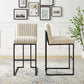 Indulge Channel Tufted Fabric Bar Stools - Set of 2 Beige | Polyester by Modway