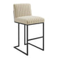 Indulge Channel Tufted Fabric Bar Stools - Set of 2 Beige | Polyester by Modway