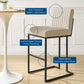 Indulge Channel Tufted Fabric Bar Stools - Set of 2 Beige | Polyester by Modway