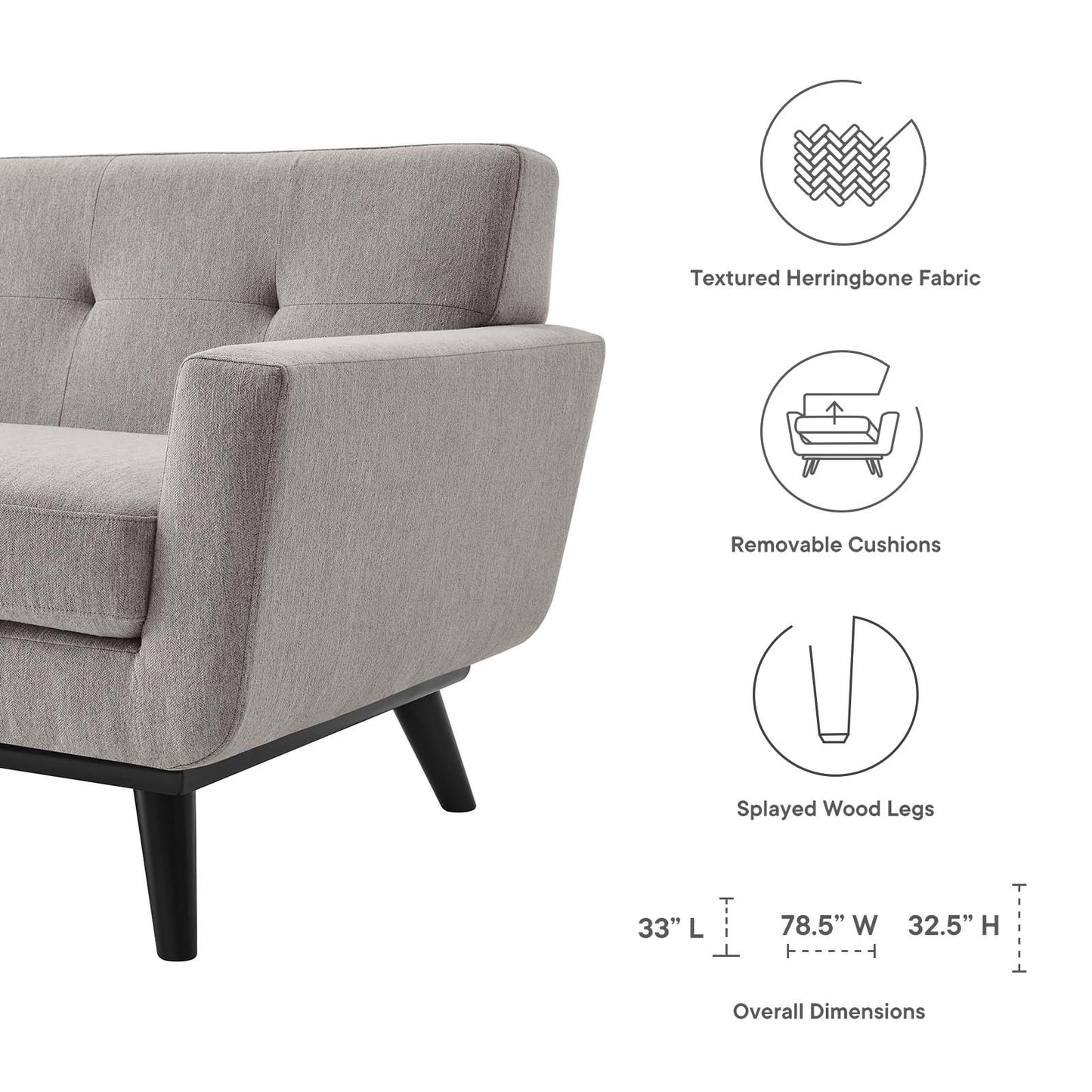 Engage Herringbone Fabric Loveseat by Modway
