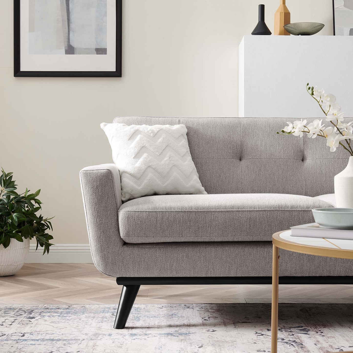 Engage Herringbone Fabric Loveseat by Modway