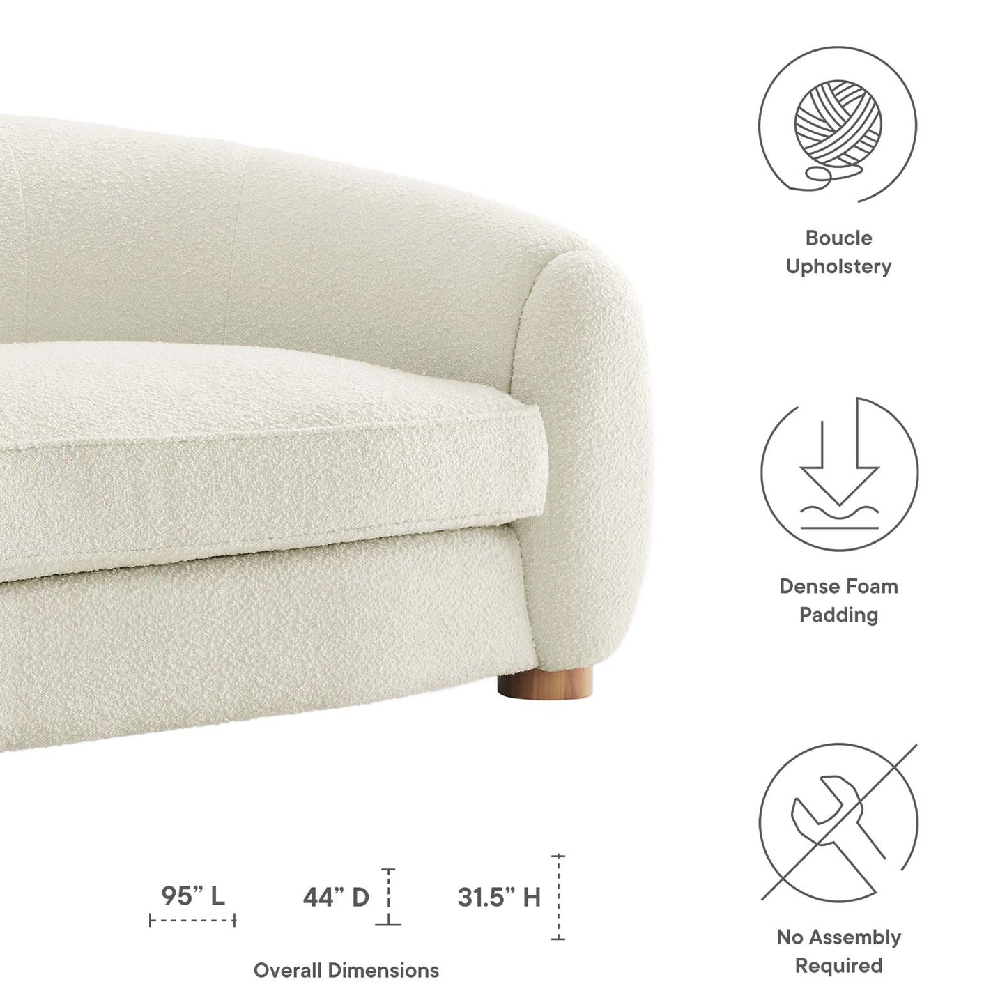 Abundant Boucle Upholstered Fabric Sofa by Modway