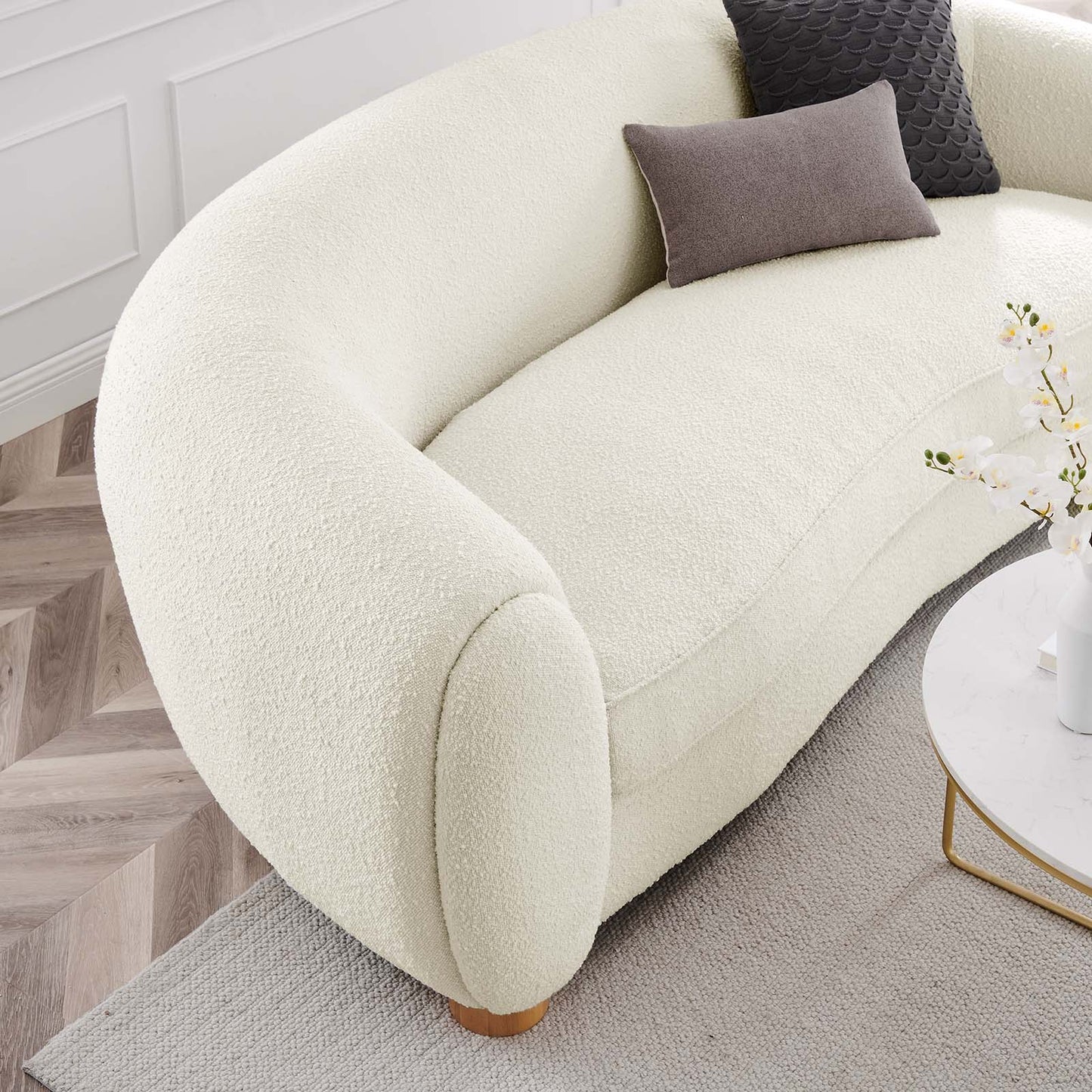 Abundant Boucle Upholstered Fabric Sofa by Modway