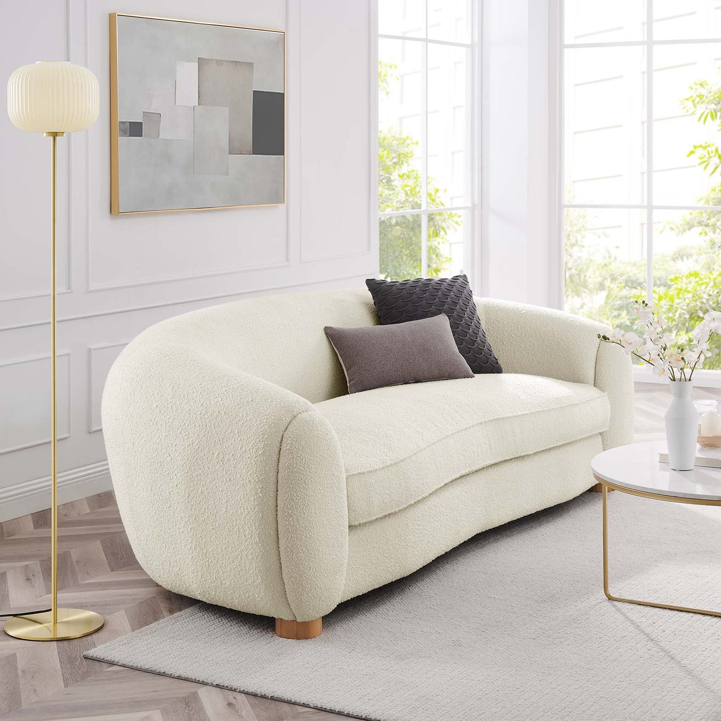 Abundant Boucle Upholstered Fabric Sofa by Modway