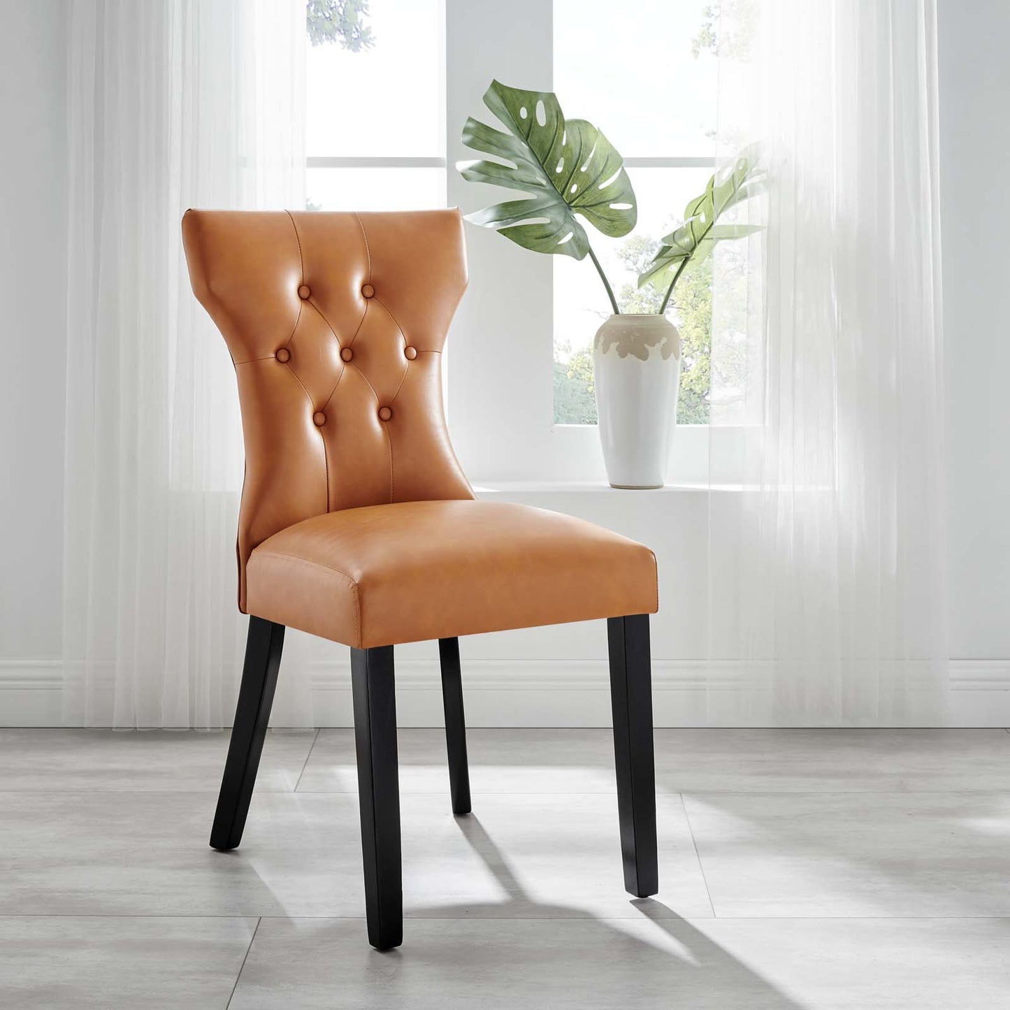 Silhouette Dining Vinyl Side Chair Tan