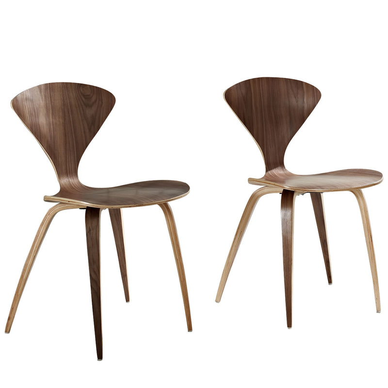 Vortex Dining Chairs Set of 2 Dark Walnut by Modway