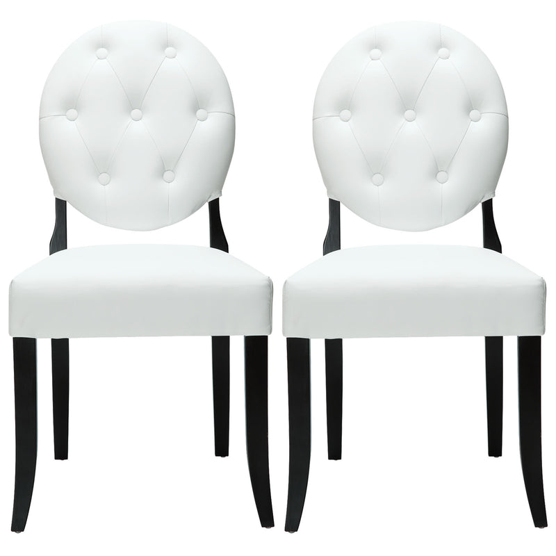 Button Dining Chairs Set of 2 White by Modway