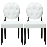 Button Dining Chairs Set of 2 White by Modway