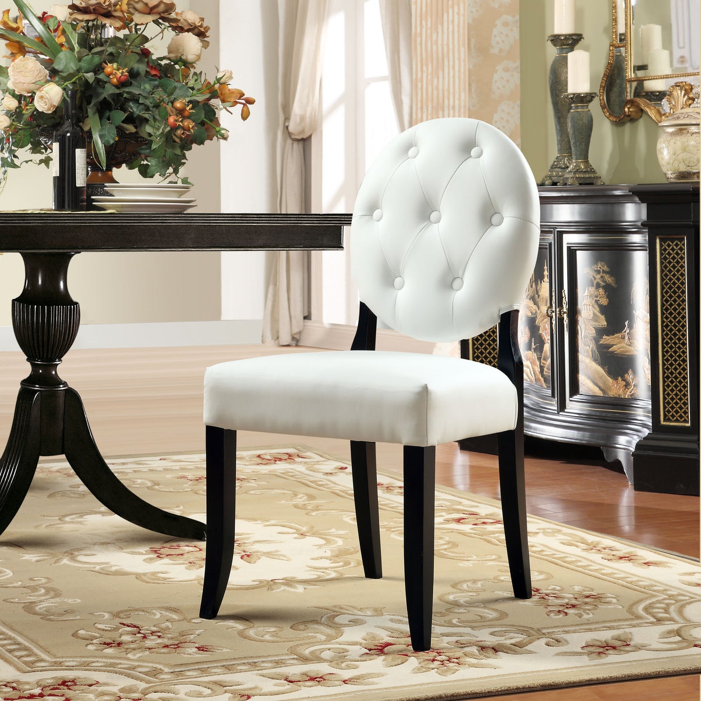 Button Dining Chairs Set of 2 White by Modway