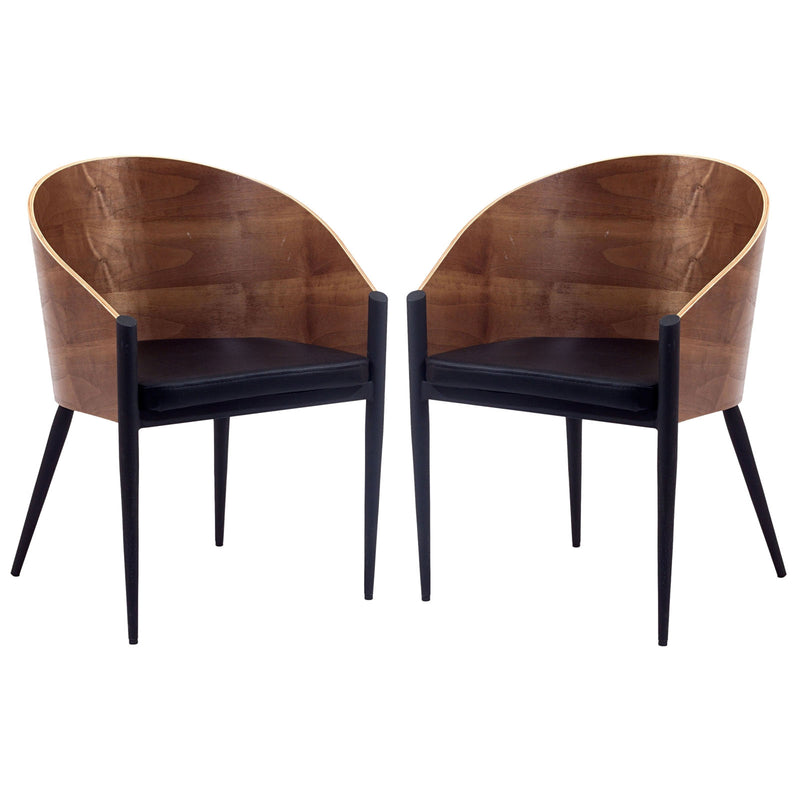 Cooper Dining Chairs Set of 2 Walnut by Modway