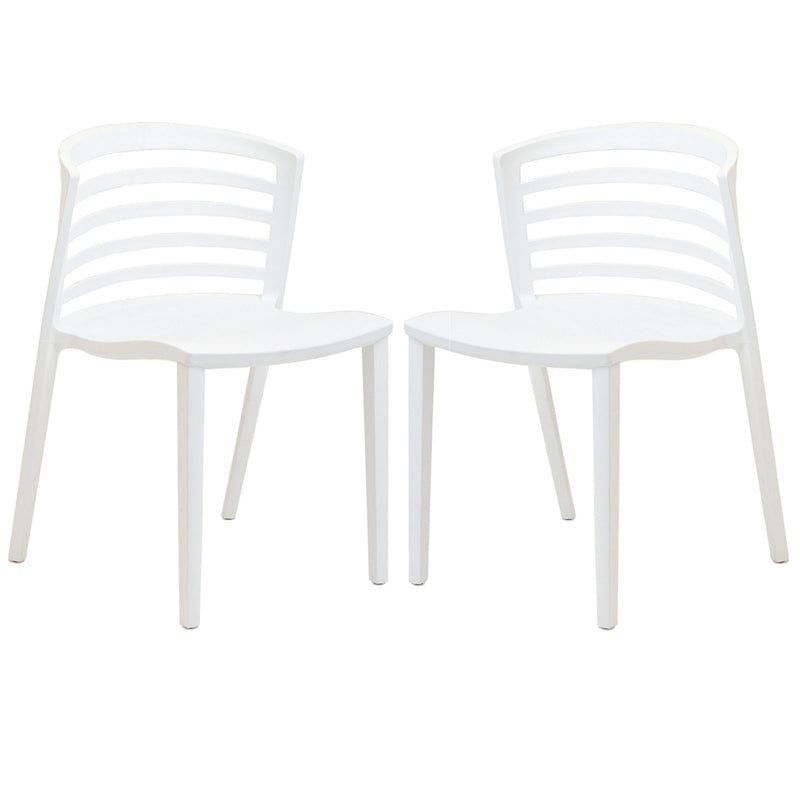 Curvy Dining Chairs (Set of 2) White by Modway