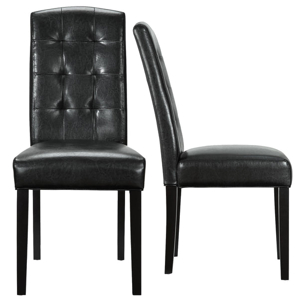 Perdure Dining Chairs Vinyl Set of 2 Black by Modway