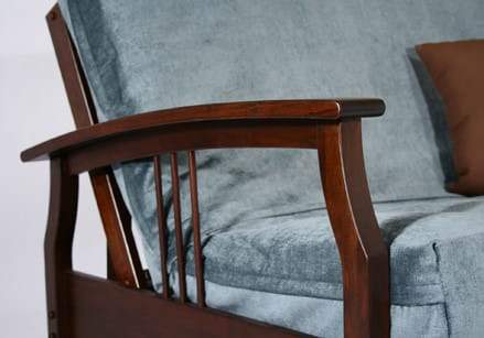 Fremont Dark Cherry Queen Wall Hugger Futon Frame - Futons 4 Less