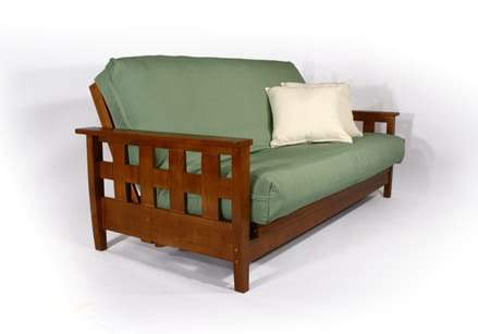 Lambton Warm Cherry Queen Wall Hugger Futon Frame (KD) - Futons 4 Less