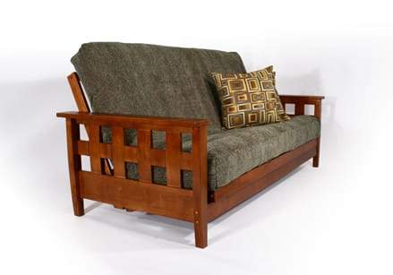 Lambton Warm Cherry Full Wall Hugger Futon Frame (KD) - Futons 4 Less