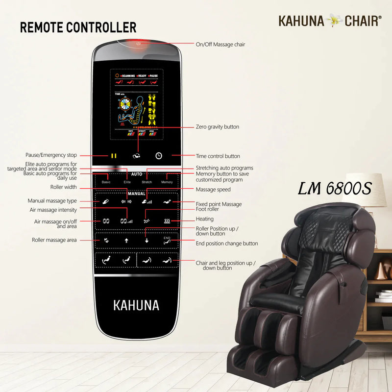 Kahuna Massage Chair Space Saving Zero Gravity Full Body Recliner LM-6800S Brown