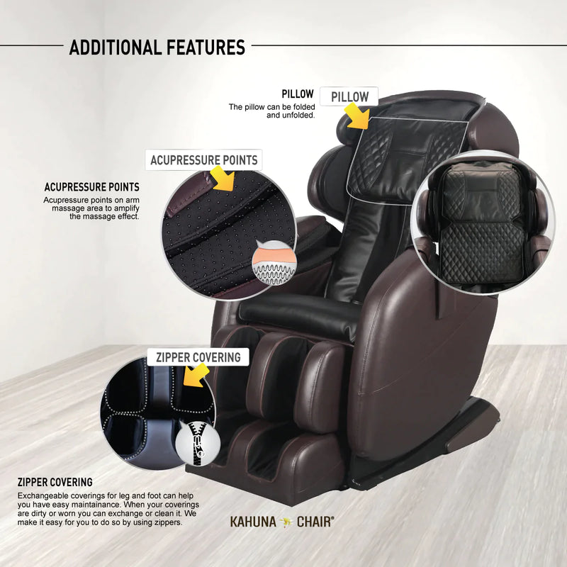 Kahuna Massage Chair Space Saving Zero Gravity Full Body Recliner LM-6800S Brown