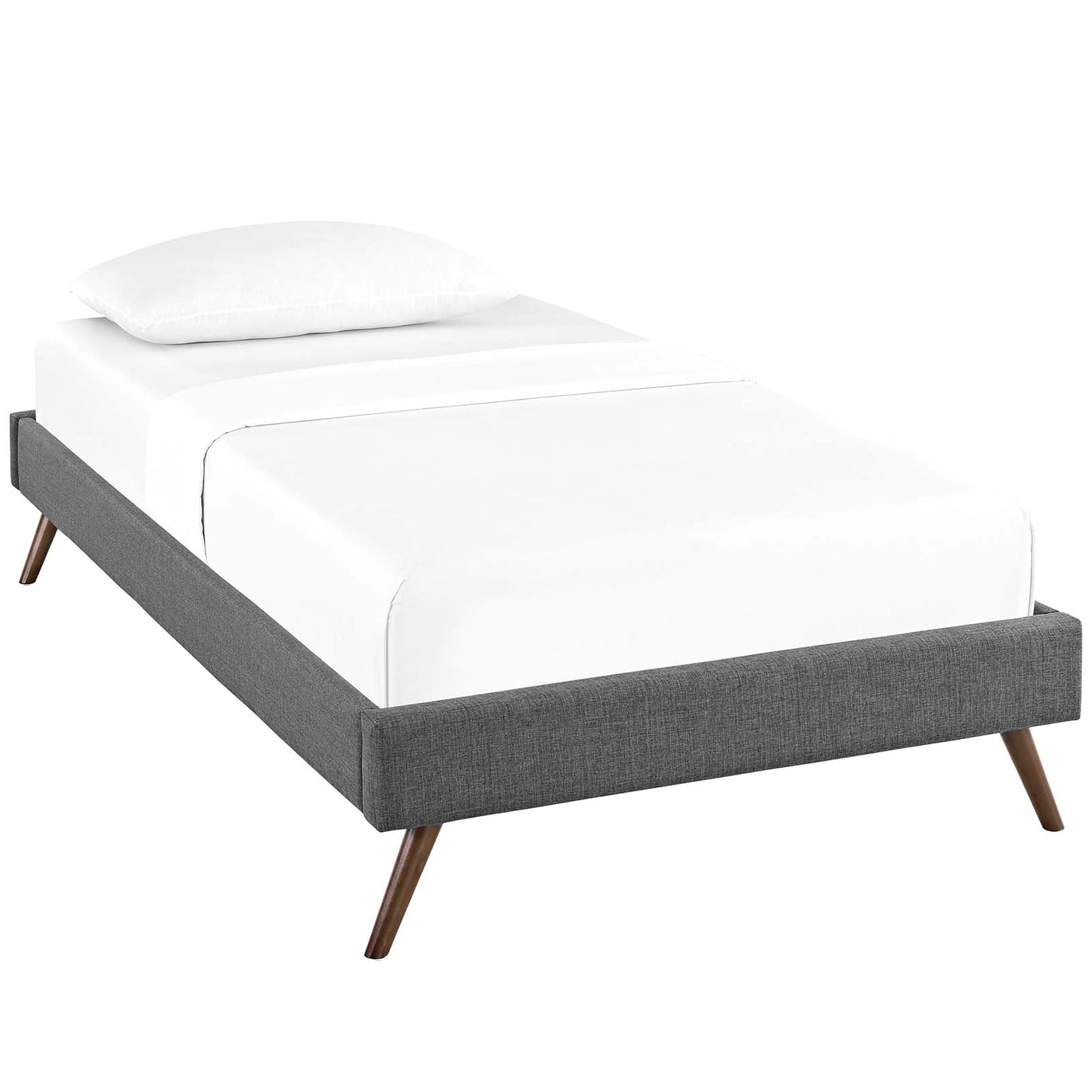 Loryn Twin Fabric Bed Frame with Round Splayed Legs | Polyester by Modway