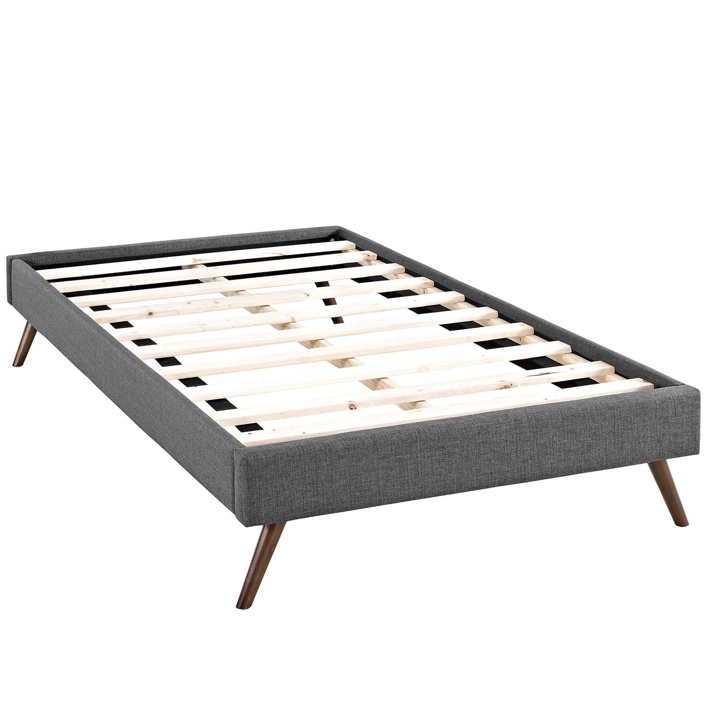 Loryn Twin Fabric Bed Frame with Round Splayed Legs | Polyester by Modway