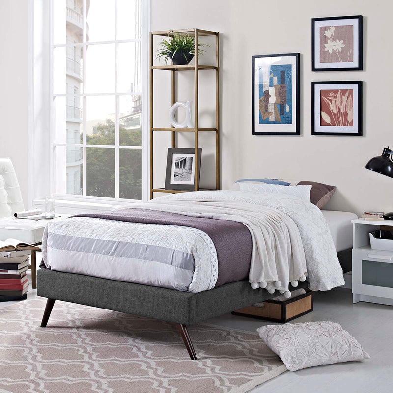 Loryn Twin Fabric Bed Frame with Round Splayed Legs | Polyester by Modway