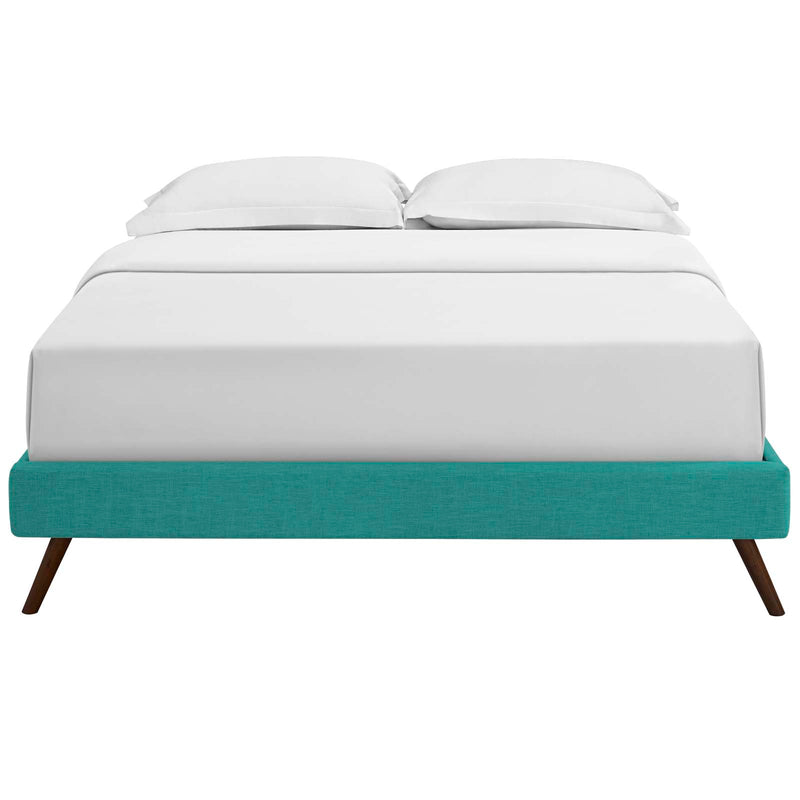Loryn King Fabric Bed Frame with Round Splayed Legs Teal | Polyester by Modway