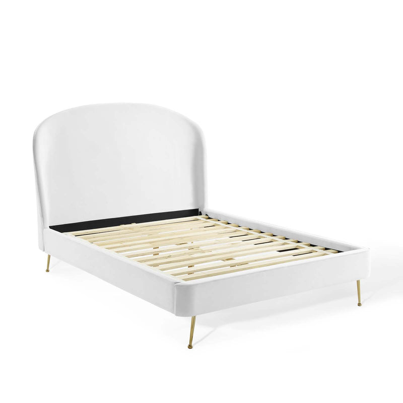 Mira Upholstered Performance Velvet Queen Platform Bed | Polyester by Modway