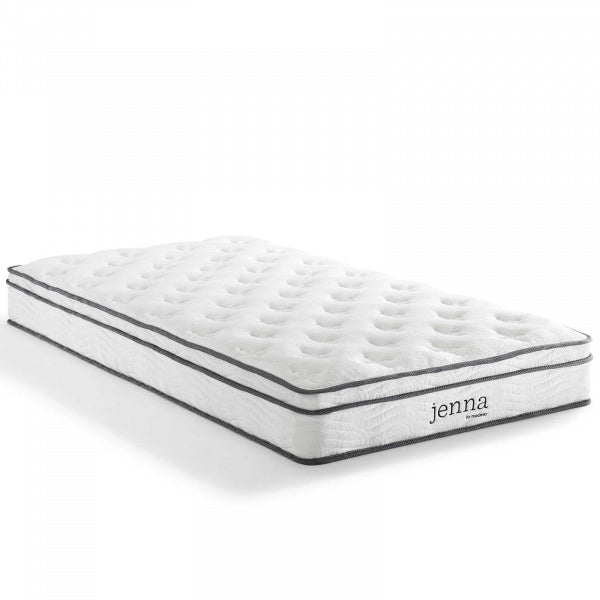 Jenna 8" Queen Innerspring Mattress White | Polyester by Modway