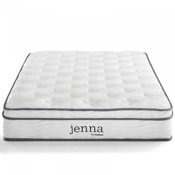 Jenna 8" Queen Innerspring Mattress White | Polyester by Modway