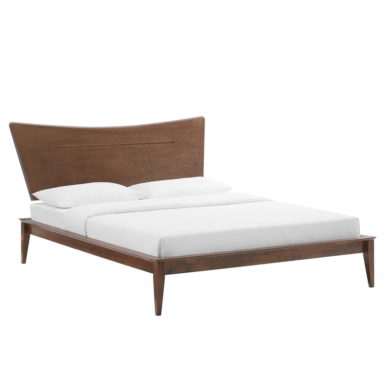 Astra Queen Wood Platform Bed Walnut by Modway