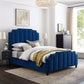 Lucille Queen Performance Velvet Platform Bed in Navy by Modway
