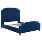 Lucille Queen Performance Velvet Platform Bed in Navy by Modway