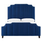 Lucille Queen Performance Velvet Platform Bed in Navy by Modway