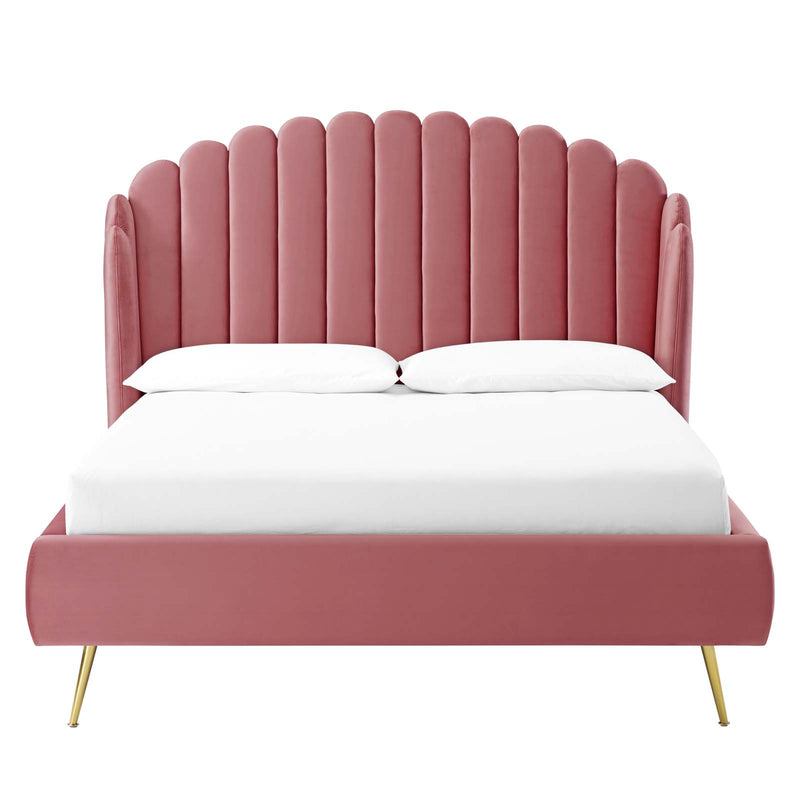 Lana Queen Performance Velvet Wingback Platform Bed by Modway