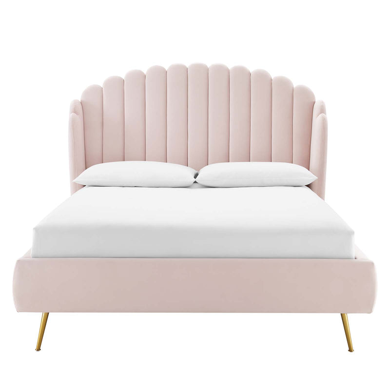Lana Queen Performance Velvet Wingback Platform Bed by Modway