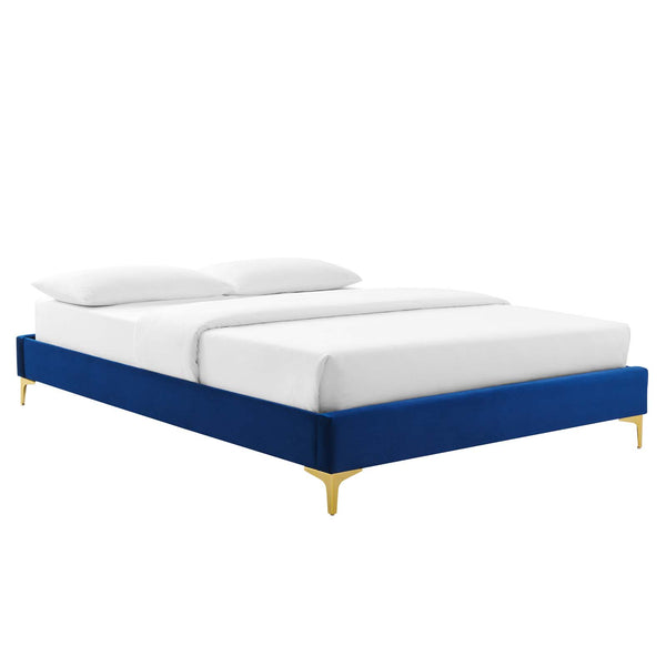 Sutton King Performance Velvet Bed Frame Navy by Modway