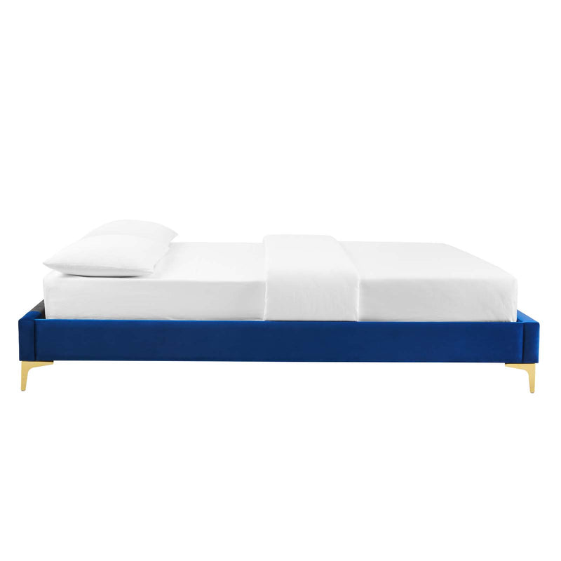 Sutton King Performance Velvet Bed Frame Navy by Modway