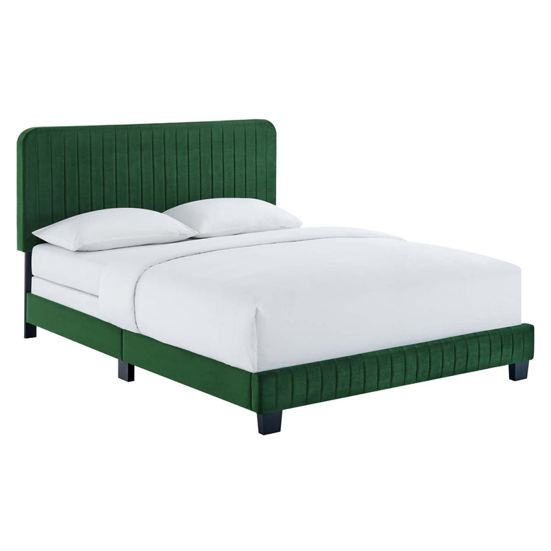 Celine Channel Tufted Performance Velvet Queen Bed by Modway