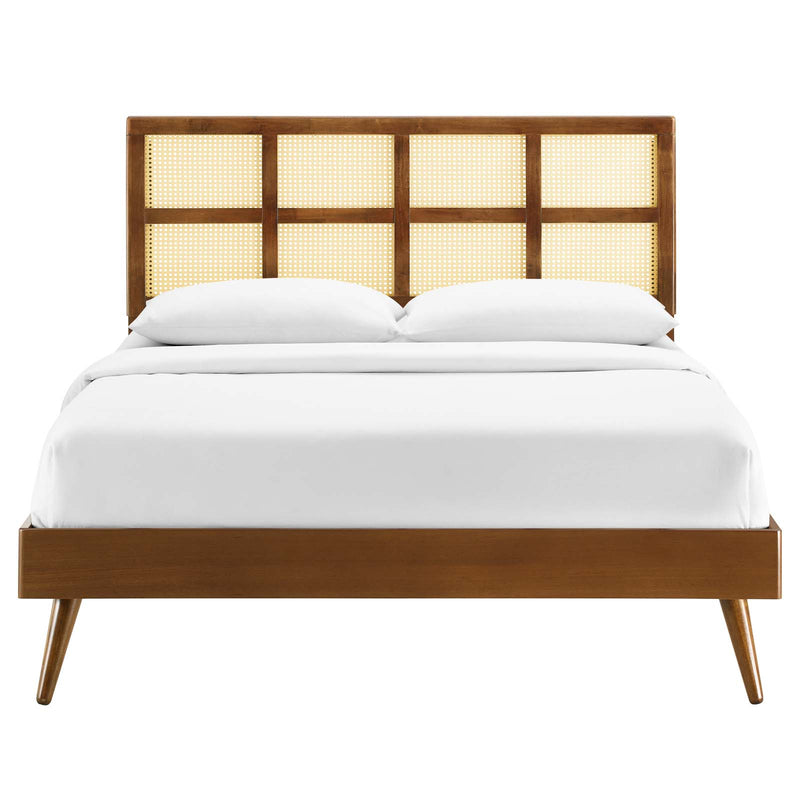 Sidney Cane and Wood Full Platform Bed With Splayed Legs by Modway