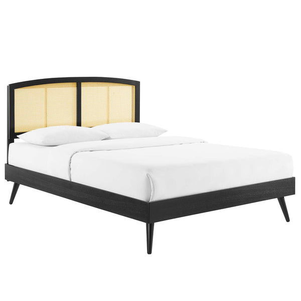 Sierra Cane and Wood Queen Platform Bed With Splayed Legs by Modway