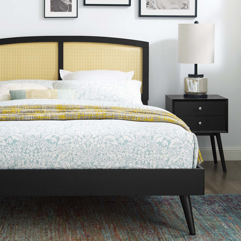 Sierra Cane and Wood Queen Platform Bed With Splayed Legs by Modway