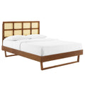 Sidney Cane and Wood King Platform Bed With Angular Legs by Modway