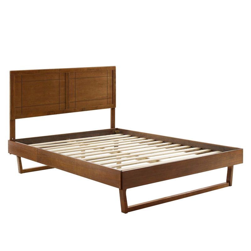 Marlee Queen Wood Platform Bed With Angular Frame Walnut by Modway