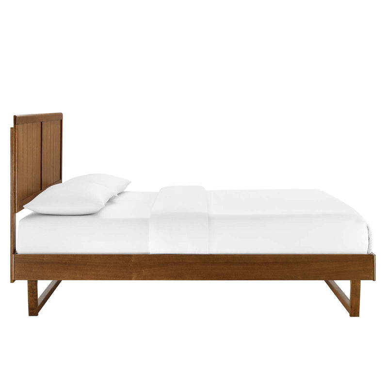 Alana Twin Wood Platform Bed With Angular Frame Walnut by Modway