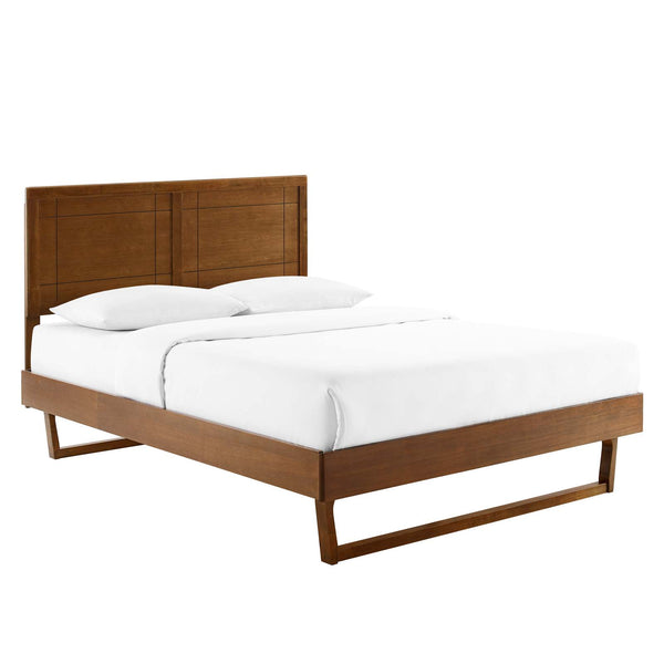 Marlee Twin Wood Platform Bed With Angular Frame Walnut by Modway